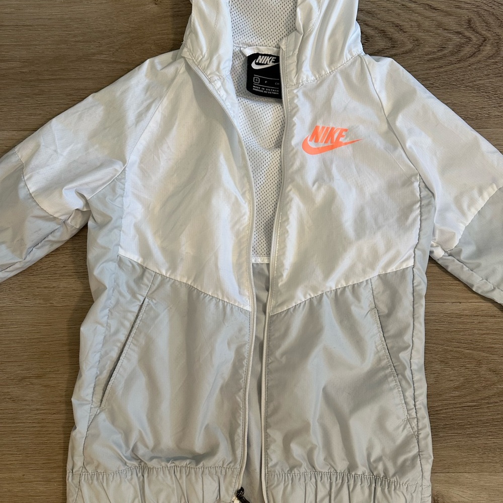 Nike Kids White and Light Gray Raincoat